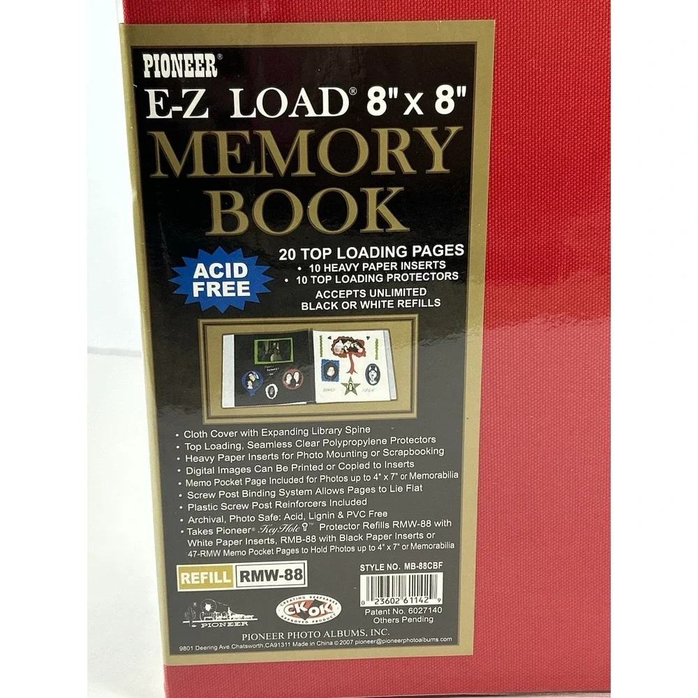 Pioneer E-Z Load 8 x 8 Memory Book Acid Free 20 Top Loading Pages NEW Red